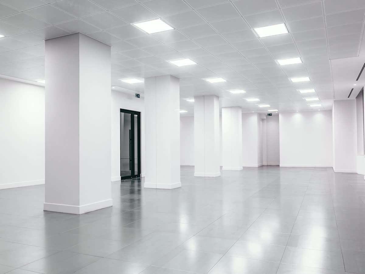 A newly finished commercial space, clean and empty, ready for move-in